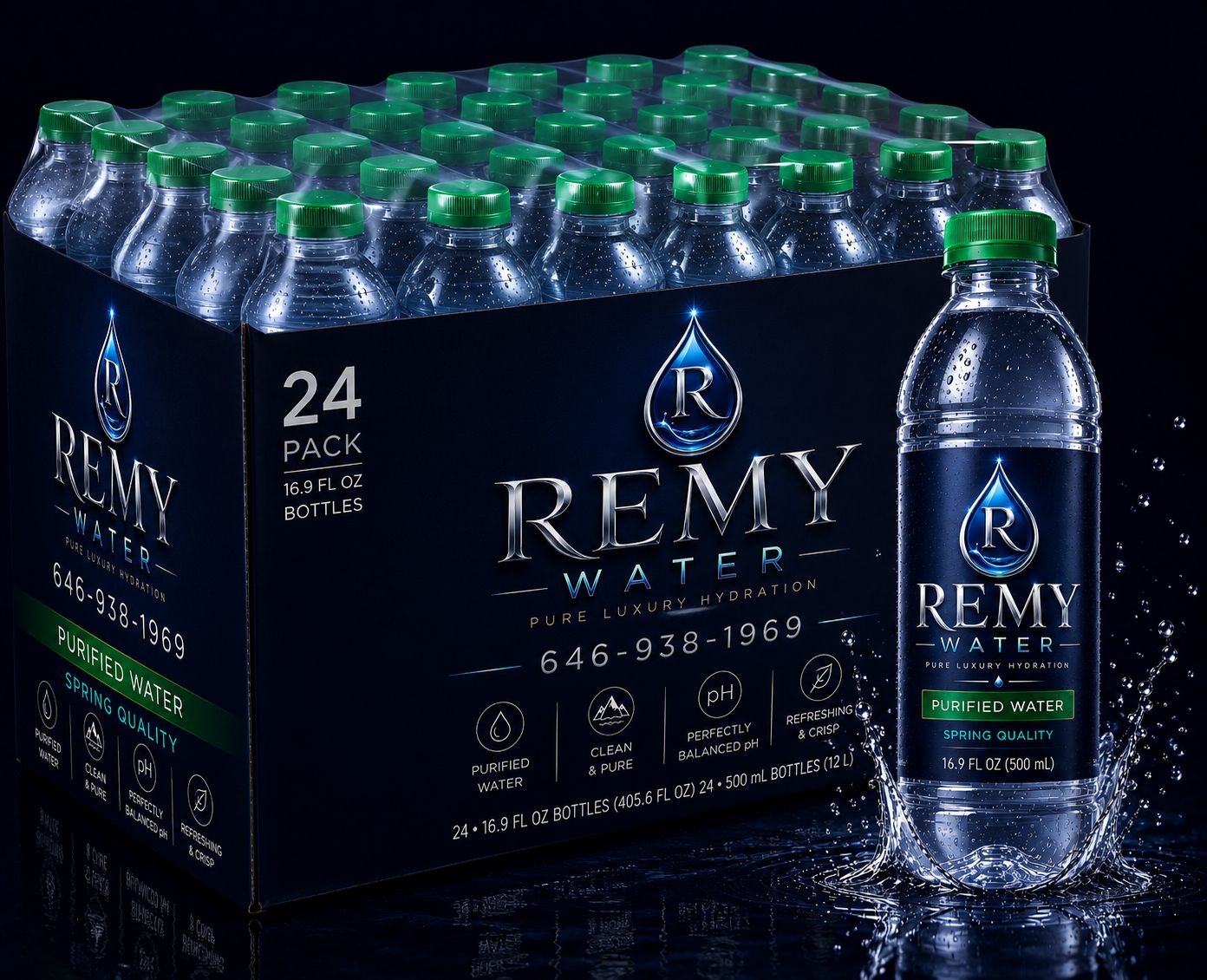 Remy Water purified 16.9 fl oz Bottles, 24 Count Pack