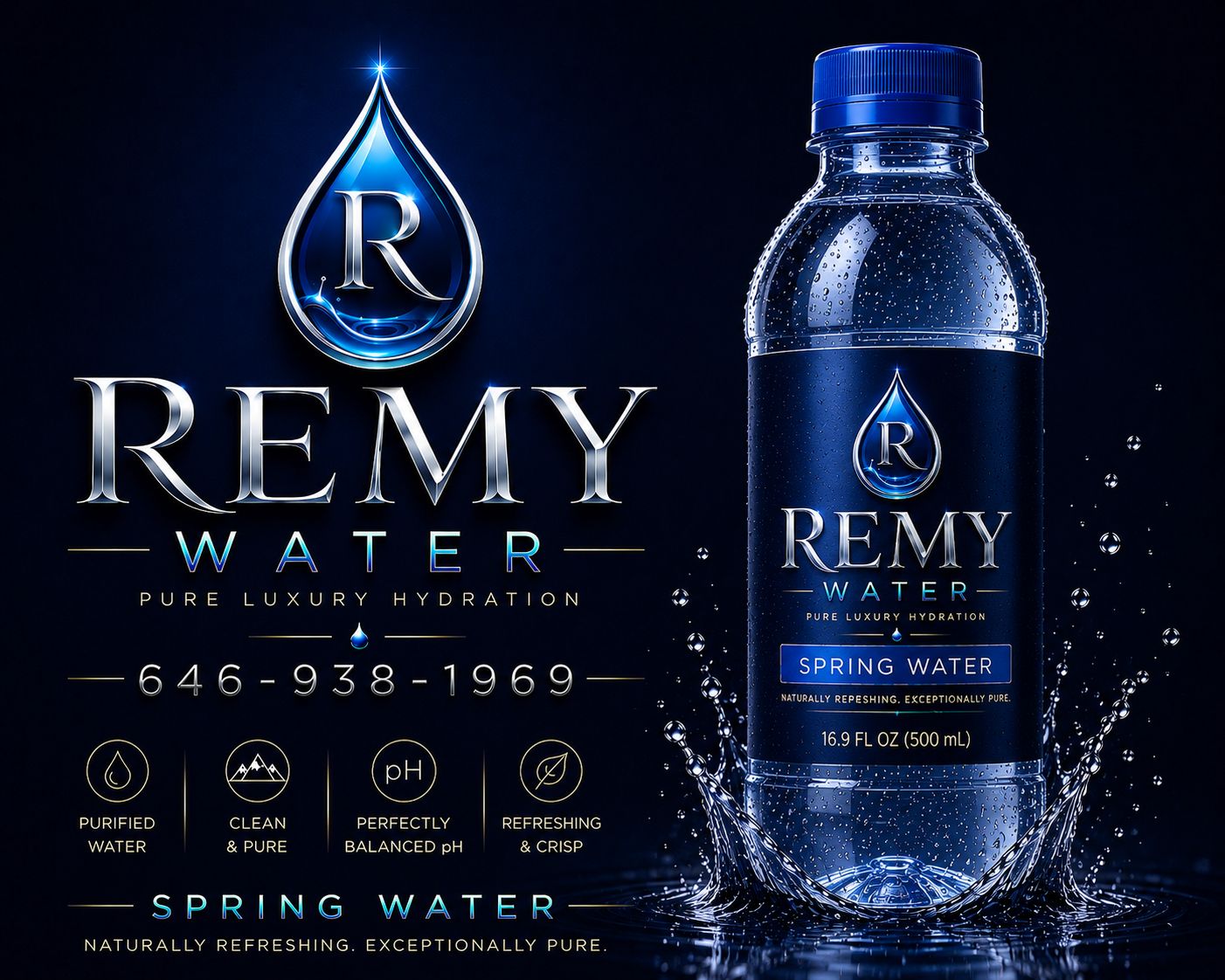 Remy Water purified 16.9 fl oz Bottles, 24 Count Pack