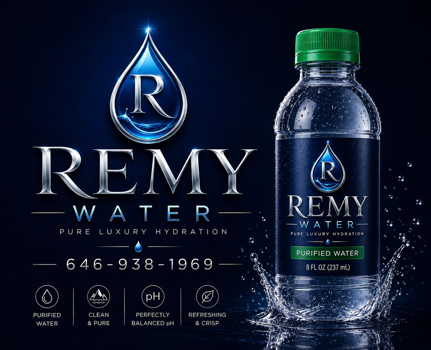 Remy Water purified 16.9 fl oz Bottles, 24 Count Pack