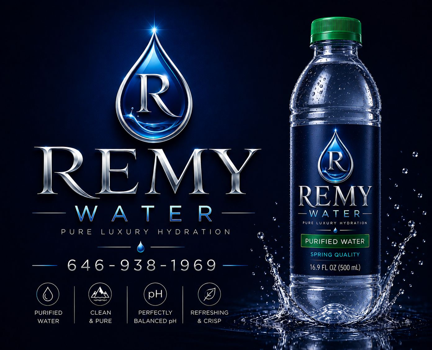 Remy Water purified 16.9 fl oz Bottles, 24 Count Pack