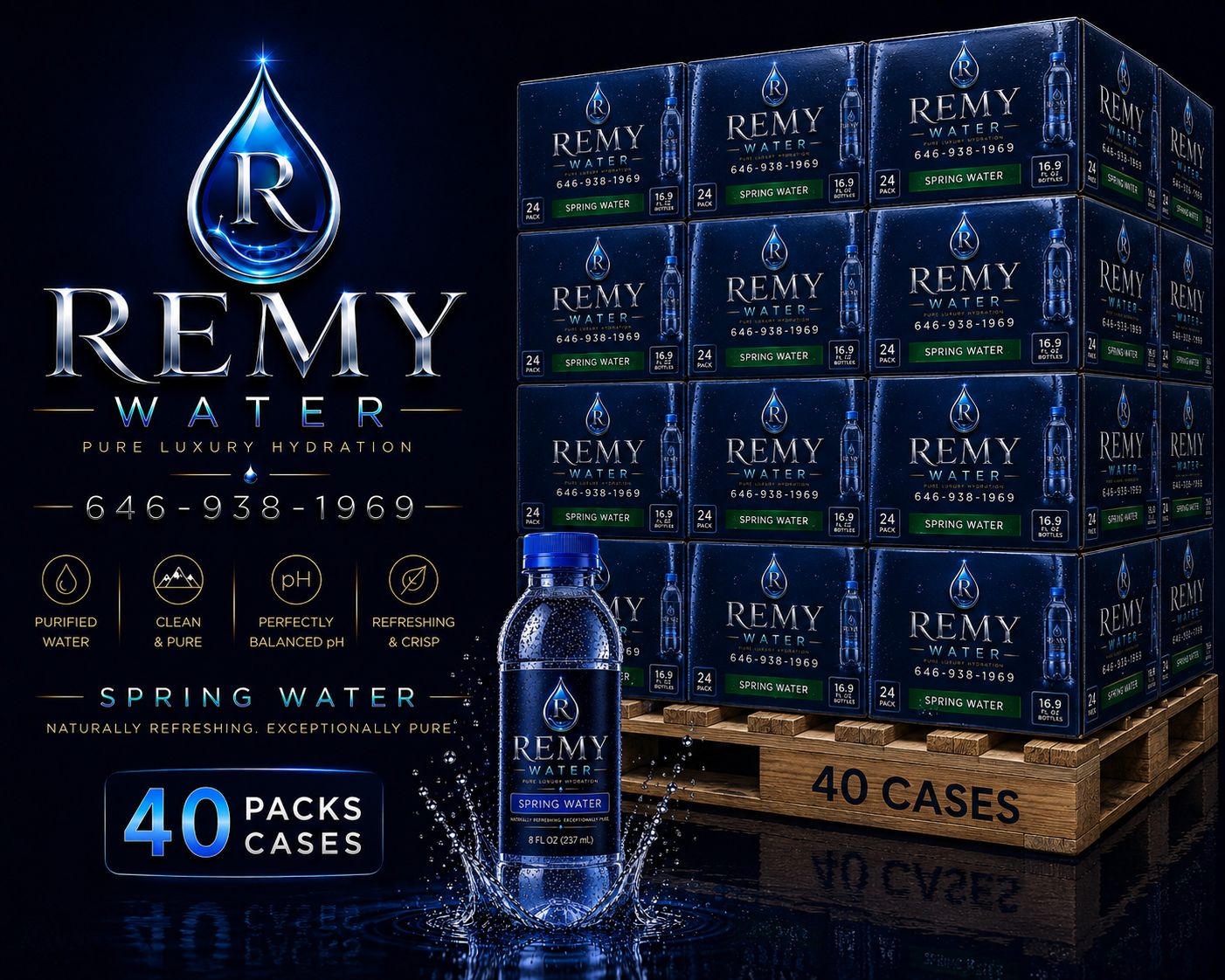 Remy Water purified 16.9 fl oz Bottles, 24 Count Pack