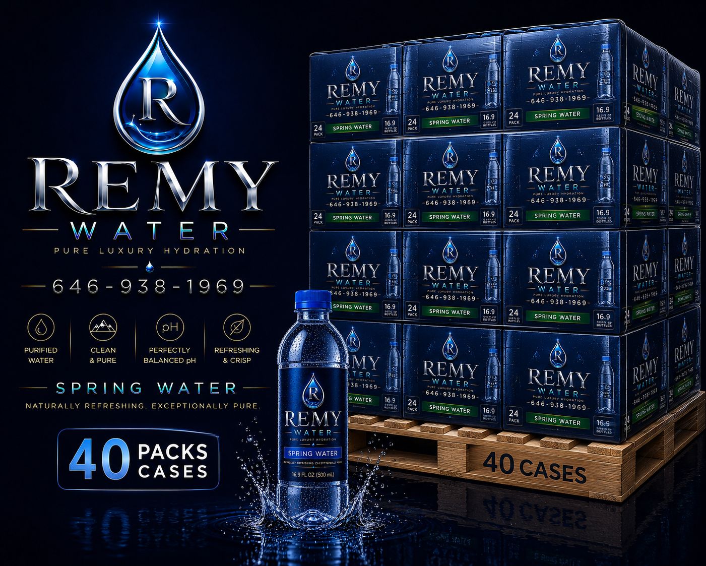 Remy Water purified 16.9 fl oz Bottles, 24 Count Pack